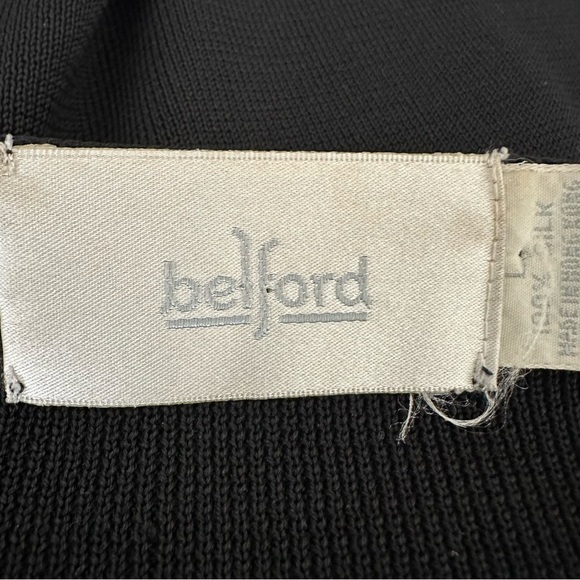 Vintage 90s Belford 100% Silk Black Longline Cardigan Sweater Minimalist Classic - Picture 11 of 16